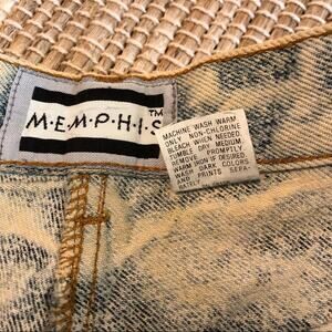 Vintage Memphis Acid Wash Mom Jeans High Rise 80s 90s Grunge Retro Barrel Baggy